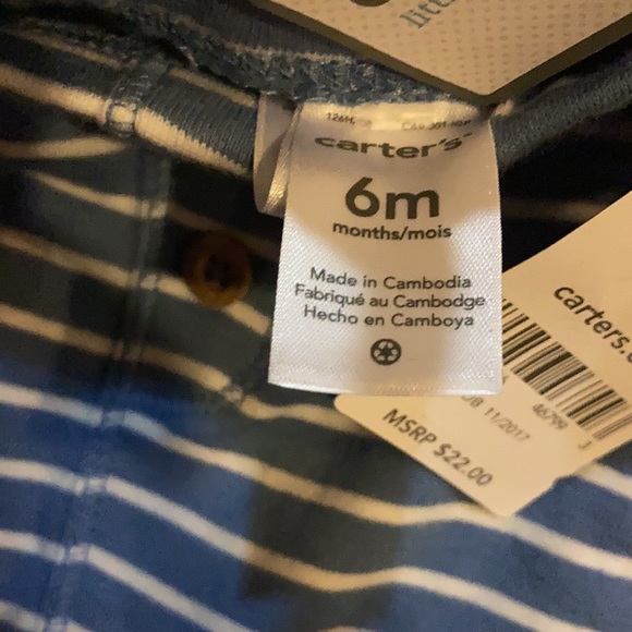 NWT Carter’s 2 piece pant set. 6M never worn. blue white stripes and one is navy - Picture 4 of 5